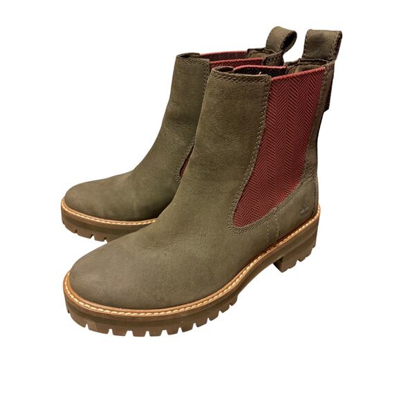 Timberland Women’s Size 6 Olive Nubuck Leather Chelsea Pull On  Boots EUC - Picture 1 of 11